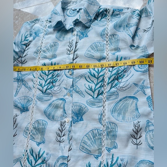 Blue Island summer  Blouse, Tunic, Button down shirt dress , swim coverup Size S - Picture 12 of 13